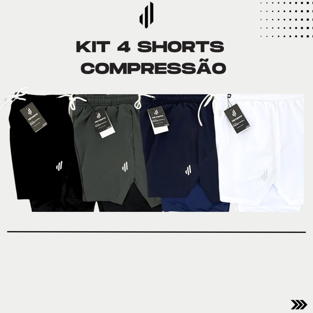 KIT 04 SHORTS COMPRESSÃO PREMIUM