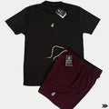 KIT CAMISETA PRETA + SHORT VINHO